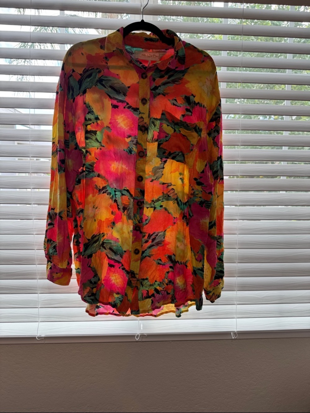 Jen's Pirate Booty Neon Floral Button-Up Shirt